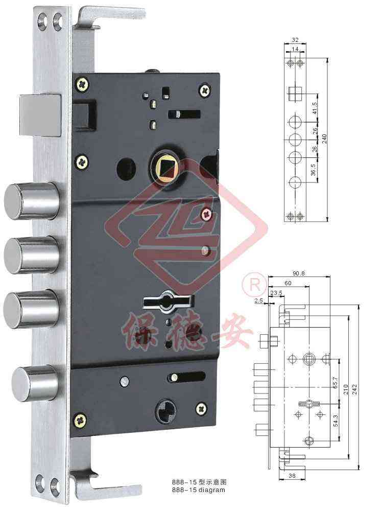 888-15 3-direction 5-bolt vane-type mortise lock888-15~Ƭ耳ײоT(mn)i